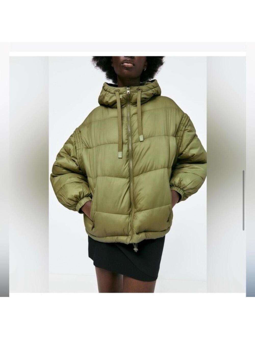 Zara water repellent removable sleeve puffer jacket